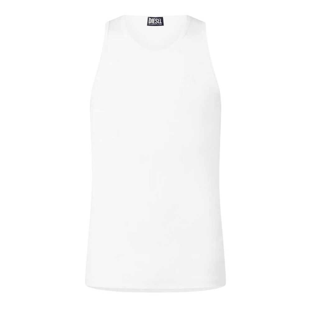 Diesel Mens Liftynew Out Logo Ribbed Tank Top / Bright White